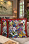 Pop Art Colorful Fringed Pillowcase - Comic Book Themed Retro Red Tassel Throw Pillow Cover - 8