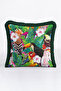 Tropical Birds Fringed Pillowcase - Energetic Green Bohemian Themed Tassel Throw Pillow Cover - 3
