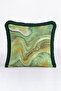 Jade Stone Effect Fringed Pillowcase - Luxury Bohemian Green Gold Color Tassel Throw Pillow Cover - 3