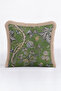 Luxury Botanical Fringed Pillowcase - Vintage Nature Themed Country Green Cream Tufted Throw Pillow Cover - 4