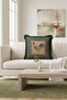 Retro Chicken Figured Fringed Pillowcase - Country Vintage Khaki Green Tassel Throw Pillow Cover - 4