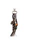 Handmade Wooden Beaded Brown Cream and Black Suede Drawstring Gold Detailed Bag Charm Keychain - 3