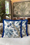 Baroque Floral Fringe Pillowcase - Luxury Country Blue Tone Tufted Throw Pillow Cover - 6