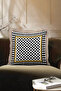 Modern Mosaic Fringe Pillowcase - Geometric Black and White Mosaic Tufted Throw Pillow Cover - 2