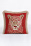 Luxury Leopard Figured Fringed Pillowcase - Safari Themed Bohemian Cream Tassels Red Throw Pillow Case