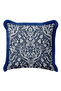 Baroque Elegance Fringed Pillowcase - Nature-Inspired Nordic Navy Blue Tassel Throw Pillow Cover - 3