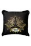 Meditative Lotus Figured Fringed Pillowcase - Spiritual Bohemian Black Cream Tassel Throw Pillow Cover - 3