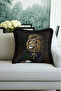 Luxury Fringed Pillowcase with Noble Lion King Figure-Black Brown Modern Tufted Throw Pillow Cover - 2