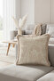 Natural Elegant Floral Motif Luxury Fringed Pillowcase-Cream Beige Modern Style Tufted Throw Pillow Cover - 3