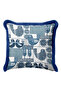 Nordic Bird Figured Fringed Pillowcase - Retro Blue Natural Striped Tassel Throw Pillow Cover - 4