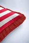 Striped Red Fringed Pillowcase - Vibrant Retro Style Red and White Tassel Throw Pillow Cover - 7