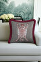 Ethnic Tiger Motif Fringed Pillowcase - Bohemian Burgundy Accent Gray Tassel Throw Pillow Cover - 4