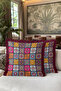Mandala Patchwork Fringed Pillowcase - Ethnic Colorful Bohemian Purple Tassel Throw Pillow Cover - 6