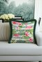Tropical Flamingo Floral Fringe Pillowcase - Green Pink Bohemian Leaf Tassel Throw Pillow Cover - 5