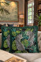 Wild Nature Luxury Fringed Pillowcase-Tropical Green Black Bohemian Tassel Throw Pillow Cover - 8