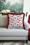 Winter Themed Deer Fringed Pillowcase - Christmas Celebration Modern Red Gray Tassel Throw Pillow Cover - 2