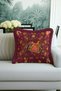Indian Palace Animal Figured Luxury Fringed Pillow Case-Ethnic Burgundy Gold Color Tassels Throw Pillow Cover