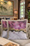 Luxury Marble Effect Fringed Pillowcase - Unusual Bohemian Purple Gold Color Tassel Throw Pillow Cover - 8