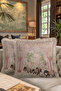 Indian Himalayan Palace Fringed Pillow Case - Antique Architecture Bohemian Green Beige Tassel Cushion Cover - 8