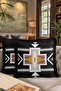 Ethnic Geometric Fringed Pillowcase - Bohemian Black Gray Gold Color Tassel Throw Pillow Cover - 8