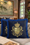 Noble Palace Emblem Luxurious Fringed Pillowcase-Blue Baroque Living Room Classic Tassel Throw Pillow Cover - 8