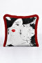 Artistic Portrait Fringed Pillowcase - Stylish Monochrome Modern Red Tassel Throw Pillow Cover - 2