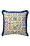Mediterranean Themed Mosaic Fringed Pillowcase-Nordic Style Modern Blue Cream Tufted Throw Pillow Cover - 5