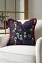 Bird Motif Flower Branch Fringed Pillowcase-Red Blue Scandinavian Burgundy Tufted Throw Pillow Cover - 5