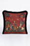 Medieval Tapestry Elegance Fringed Pillowcase - Artistic Gothic Red Black Tassel Throw Pillow Cover - 2