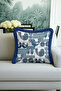 Nordic Bird Figured Fringed Pillowcase - Retro Blue Natural Striped Tassel Throw Pillow Cover - 2