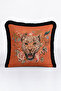 Noble Leopard Floral Fringed Pillowcase - Wild Nature Bohemian Orange Black Tassel Throw Pillow Cover - 5