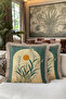 Daylight and Plants Fringed Pillowcase-Vintage Botanical Modern Green Cream Tufted Throw Pillow Cover - 6