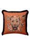 Noble Leopard Floral Fringed Pillowcase - Wild Nature Bohemian Orange Black Tassel Throw Pillow Cover - 2