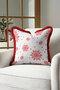 Red Snowflake Fringed Pillowcase - Winter Themed Modern White Red Tassel Throw Pillow Cover - 4