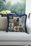 Mediterranean Motif Fringed Pillowcase - Classic Vintage Blue Gold Color Tassel Throw Pillow Cover - 5