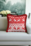 Nordic Deer Figured Fringed Pillowcase - Winter Themed Modern Red and White Tassel Throw Pillow Cover