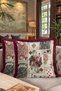 Retro Card Motif Luxury Fringed Pillowcase-Burgundy Ecru Vintage Themed Burgundy Tassel Throw Pillow Case - 8