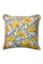 Flower Garden Fringed Pillowcase - Vintage Botanical Modern Yellow Beige Tassel Throw Pillow Cover - 4