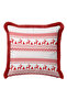 Nordic Pine Tree Fringed Pillowcase - Winter Christmas Themed Red and White Tassel Throw Pillow Cover - 3