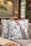 Elegant Bird Motif Fringed Pillowcase - Far East Spring Themed Eclectic Tassel Throw Pillow Cover - 8