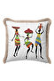 Ethnic African Figured Fringed Pillowcase - Energetic Bohemian Colorful Cream Tassel Throw Pillow Cover - 3