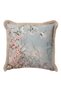 Pastel Floral Bird Fringe Pillowcase - Elegant Natural Vintage Sky Blue Tassel Throw Pillow Cover