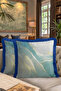 Luxury Marble Effect Fringed Pillowcase-Egean Coasts Turquoise Gold Color Throw Pillow Case with Tassels - 8
