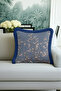 Flower Garden Elegance Fringed Pillowcase - Natural Bird Motif Classic Blue Tassel Throw Pillow Cover - 4