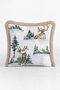 Winter Scenery Fringed Pillowcase - Christmas Rustic Gray Beige Tassel Throw Pillow Cover - 5