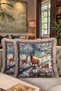 Vintage Forest View Fringed Pillowcase - Natural Wild Life Rustic Tassel Throw Pillow Cover - 8