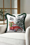 Xmas Christmas Carriage Fringed Pillowcase-New Year Pine Tree Themed Dark Green Tassels Throw Pillow Cover - 2