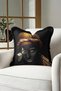 Gold Art Portrait Fringed Pillowcase - Luxury Afro Bohemian Black Gold Color Tassel Throw Pillow Case - 3