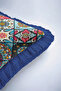 Ethnic Patterned Fringed Pillowcase - Vibrant Bohemian Colorful Blue Edged Tassel Throw Pillow Cover - 7