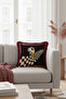 Modern Art Fringed Pillowcase-Black Gold Color Retro Tassel Throw Pillow Cover with Chess Figures - 5